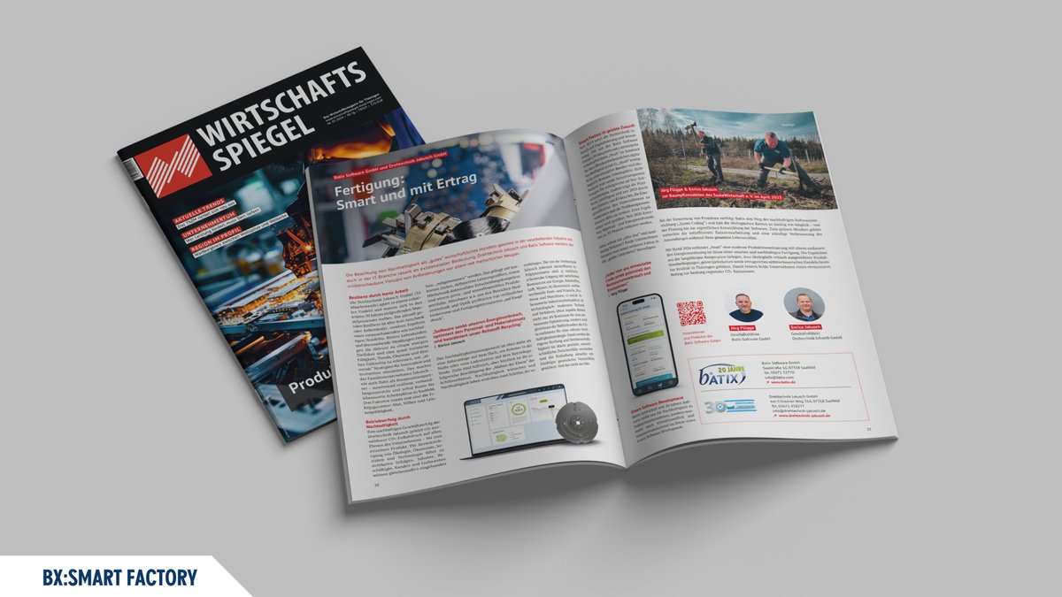 Mit unserer Software verbinden wir eine moderne Produktionssteuerung mit einem umfassenden Energiemonitoring. 🚀 Im neuen Artikel des <a href="/ws_thueringen/">WIRTSCHAFTSSPIEGEL</a> geht es um unsere innovative und erfolgreiche Zusammenarbeit mit der Drehtechnik Jakusch GmbH. 💻 #batix #software #smartfactory