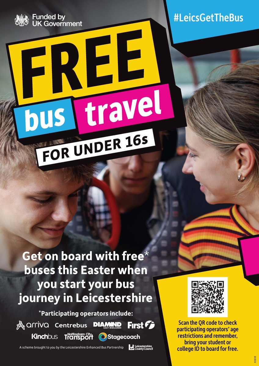 From Saturday 23 March to Sunday 7 April, children and young people, under 16, can travel for free between Monday to Friday, 9:30 to 11pm, and all day at weekends and bank holidays. For more information, visit: choosehowyoumove.co.uk/free-child-and…
