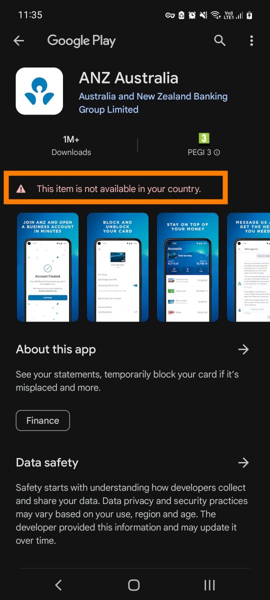 ArbitraryLens's tweet photo. @ANZ_AU Care to explain this? 
Australians can't access their money while abroad? 
You'd better have a quick fix. 

@ING_Aust You looking for a new customer? 
I hope you can do better than this garbage. https://t.co/0HbUBzHfDV