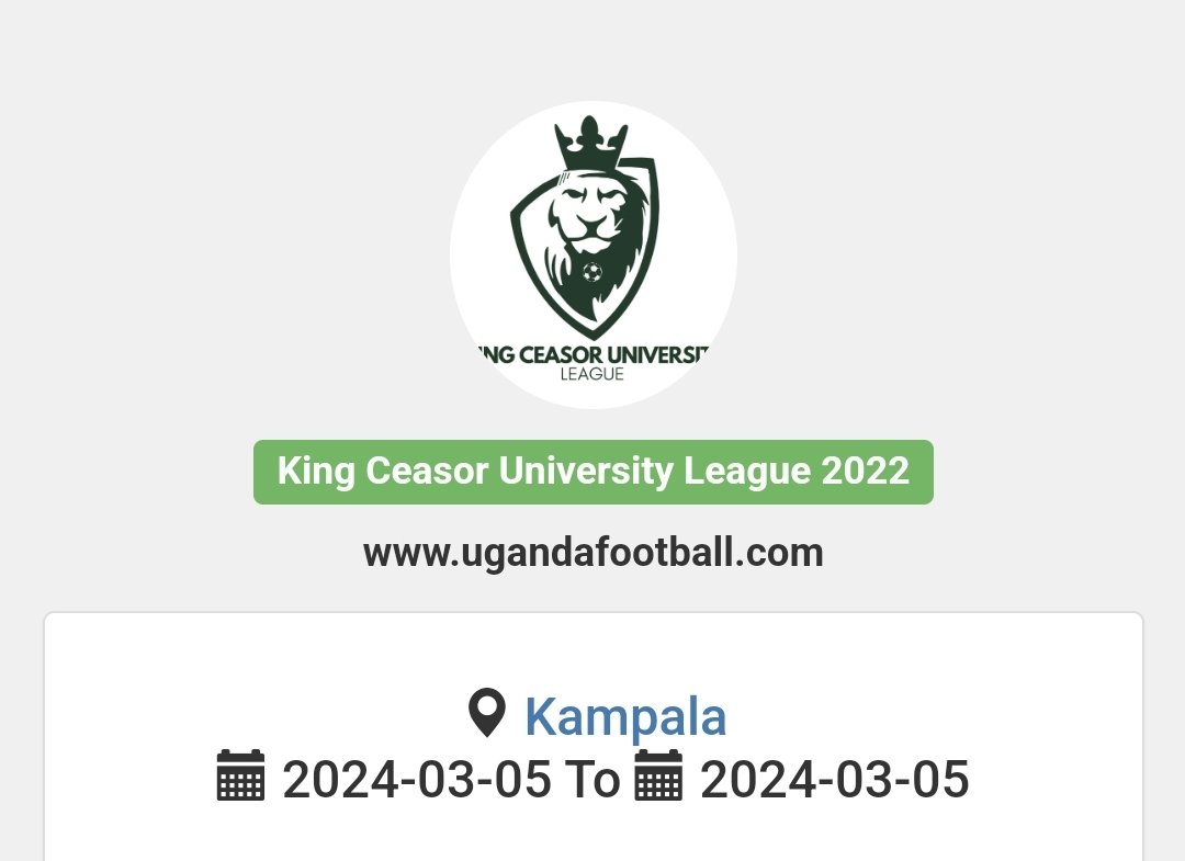 A League that matters to every Ceasorian, is up here at one of Uganda's top football platforms <a href="/UgandaFootball2/">UgandaFootball.Com</a> 

The King Ceasor University League 💯 home of talent will Moral Rearmament.

Visit us at ugandafootball.com
