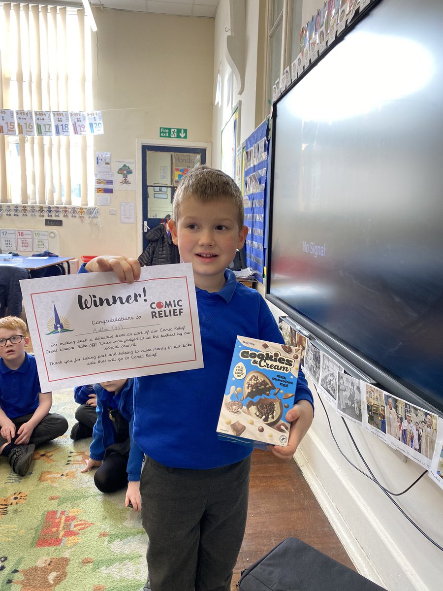 MiltonClass1's tweet photo. Our Comic Relief Bake Off Winner. Delicious #ElsecarPSHE #ElsecarSC https://t.co/llxepGuM5x