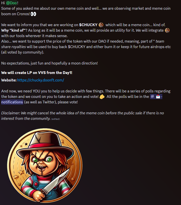 $CHUCKY anyone?

Let's do a giveaway! 🙌

Like
Repost
Tag 2 friends

3 random people win 100 CRO each! 🏆