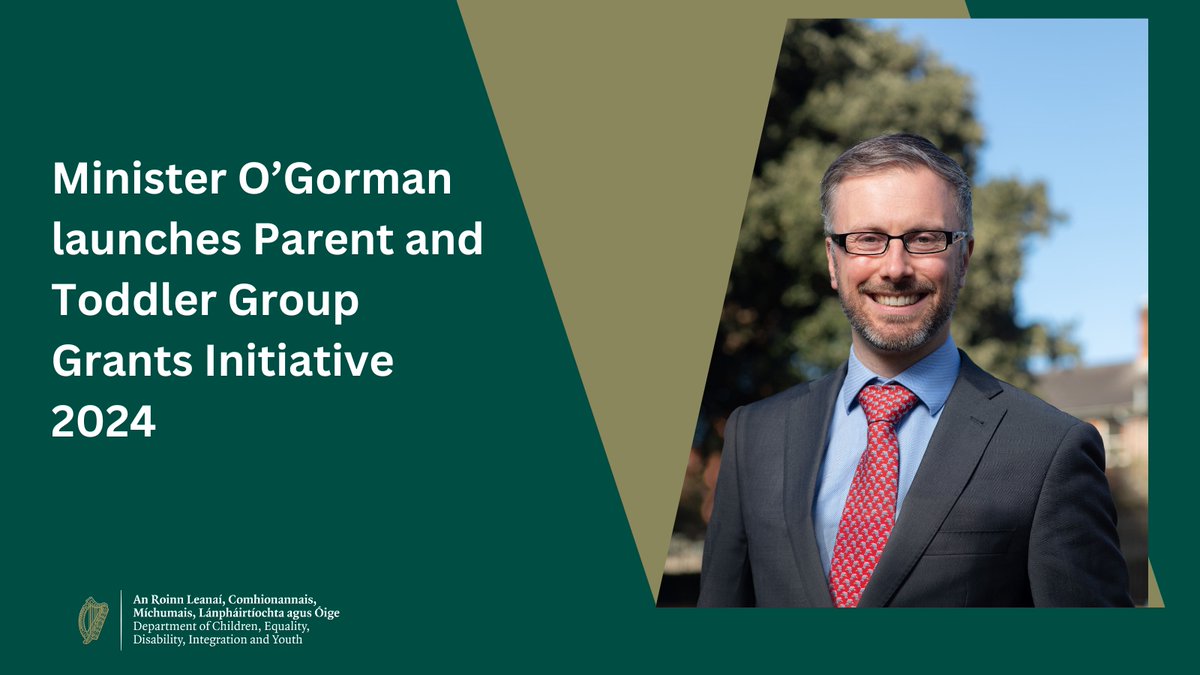 Children, Equality, Disability, Integration, Youth (@dcediy) on Twitter photo Min. <a href="/rodericogorman/">Roderic O’Gorman TD</a> today launched the Parent and Toddler Group Grants Initiative 2024, part of the Government’s First 5 Strategy. Funding of €250,000 is allocated to Parent and Toddler Groups nationwide.
Press Release here with application details: bit.ly/4a2iTtQ Min. <a href="/rodericogorman/">Roderic O’Gorman TD</a> today launched the Parent and Toddler Group Grants Initiative 2024, part of the Government’s First 5 Strategy. Funding of €250,000 is allocated to Parent and Toddler Groups nationwide.
Press Release here with application details: bit.ly/4a2iTtQ