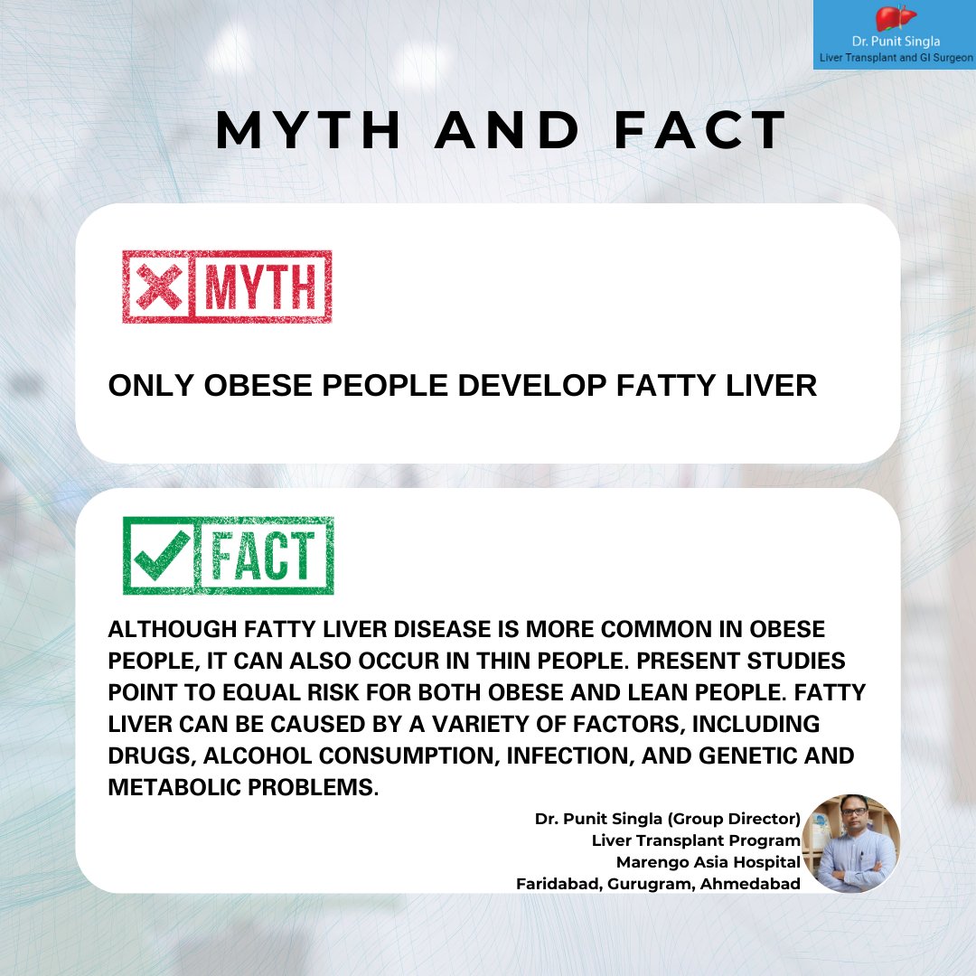 Myth and Fact About Fatty Liver

#punitsingla #livertransplantsurgeron #livertransplant #liversurgeon #liverdoctor #fattyliver #fattyliverdisease #fattyliverfact #mythandfact