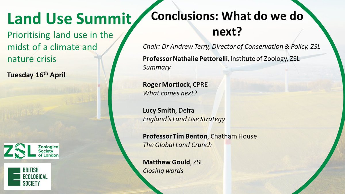 <a href="/futureoffoodorg/">Global Alliance for the Future of Food</a> <a href="/LynnDicks/">Lynn Dicks</a> @DrPaulBehrens <a href="/POST_UK/">POST (UK Parliament)</a> <a href="/BritishEcolSoc/">British Ecological Society</a> <a href="/JanWebb_UoE/">Jan Webb</a> <a href="/ChiefExecCCC/">ChiefExecCCC</a> <a href="/theCCCuk/">Climate Change Committee</a> <a href="/NaturalEngland/">Natural England</a> <a href="/SueRiddlestone/">Sue Riddlestone</a> <a href="/Bioregional/">Bioregional</a> @UofG_SBOHVM <a href="/NatDuffus/">Nat Duffus</a> <a href="/OxfordBiology/">Oxford Biology</a> <a href="/SouthHams_DC/">South Hams District Council</a> <a href="/Ben_Spencer/">Ben Spencer</a> <a href="/RSPBScience/">RSPB Science</a> <a href="/cebill_now/">Zero Hour 🌍</a> @palebd <a href="/UK_CEH/">UKCEH</a> In our final session of the day, join speakers from <a href="/DefraGovUK/">Defra UK</a>, <a href="/CPRE/">CPRE, Campaign to Protect Rural England</a> and <a href="/ChathamHouse/">Chatham House</a> to discuss how we take competing priorities on land use forward, and what comes next...

Book your Land Use Summit ticket today: bit.ly/3HIgsQD
