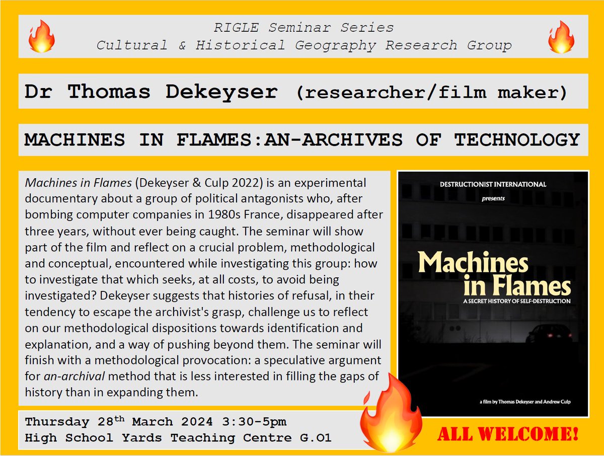 Next week at the University of Edinburgh - reflections on making a film (@destruct_intl), and writing a book, based on archives of refusal. Thanks for the invitation @Pip__T 🔥