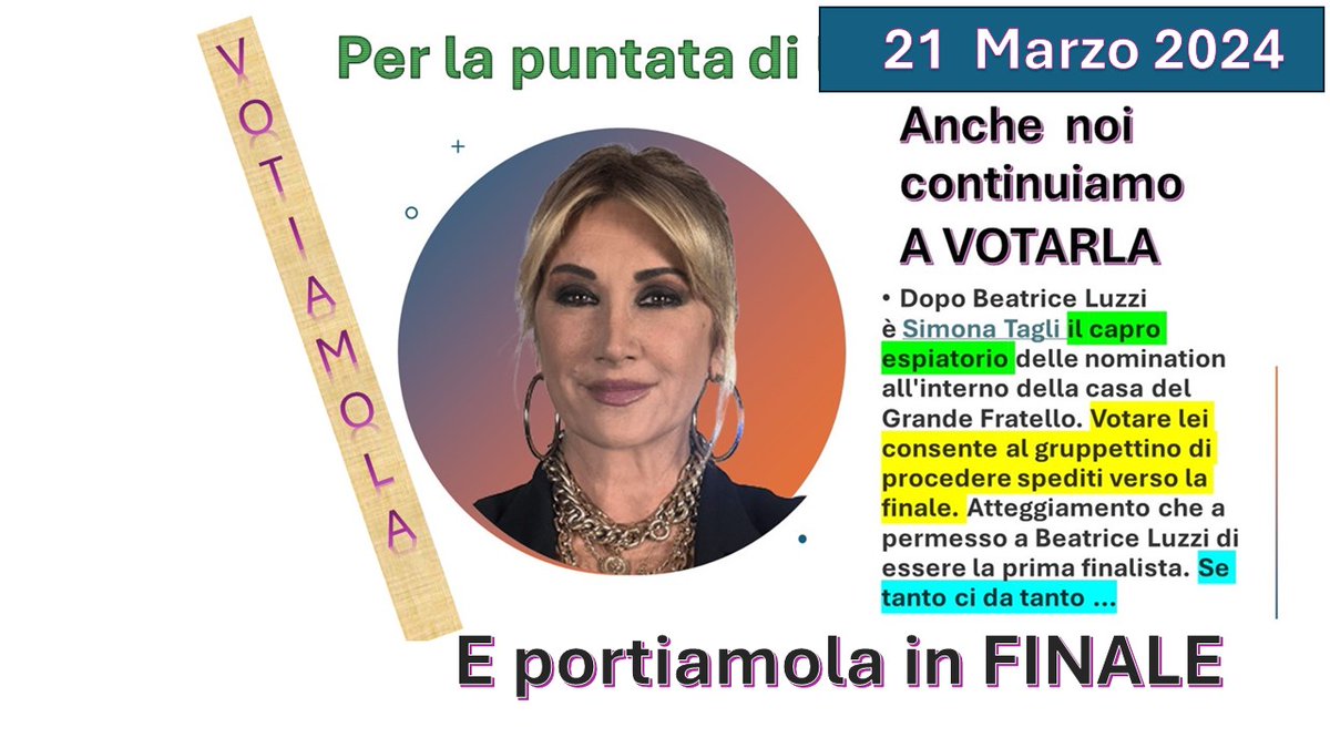 livelmoro's tweet photo. Fino all'ultimo,anche se i sondaggi la danno preferita,VOTIAMO SIMONA autentica  amica di Bea
#GrandeFratello #iostoconbea #beapersempre https://t.co/MH6H1cq6wl