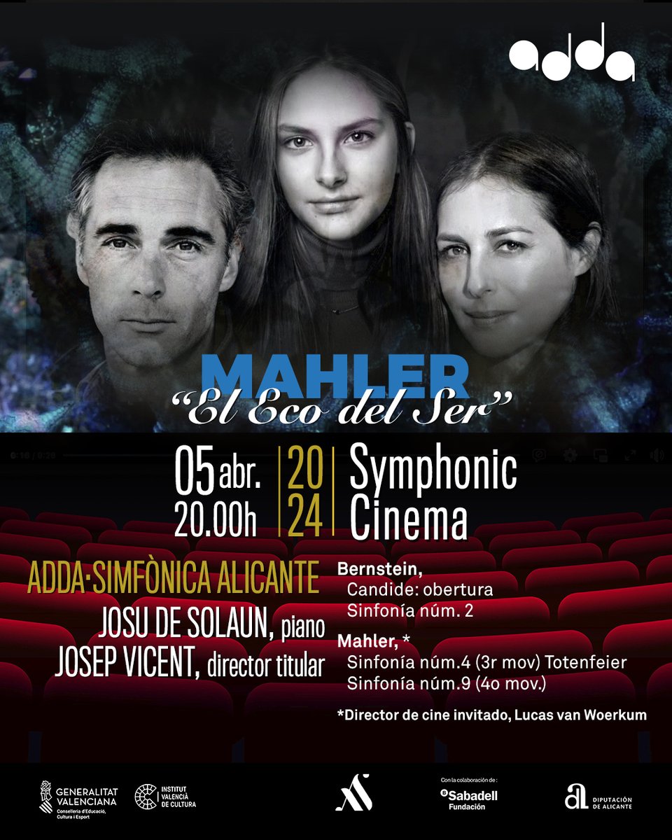 Un elenco estelar, con Greg Wise (serie The Crown), Amira Casar y la joven Dominique van Ginkel nos llevan a un viaje a través de la mirada de Mahler. ¡Hazte con tu entrada y disfruta del Cine Sinfónico! acortar.link/XVruBJ