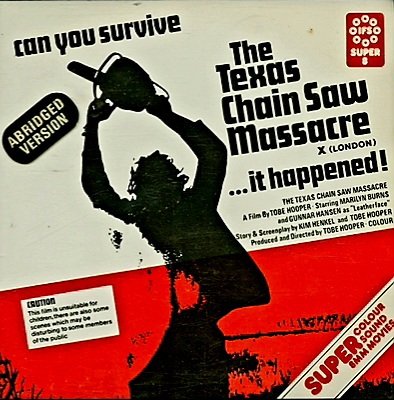 Super 8 box art for #TheTexasChainSawMassacre (1974 -Dir. #TobeHooper) #MarilynBurns #GunnarHansen #JimSiedow #EdwinNeal #JohnDugan