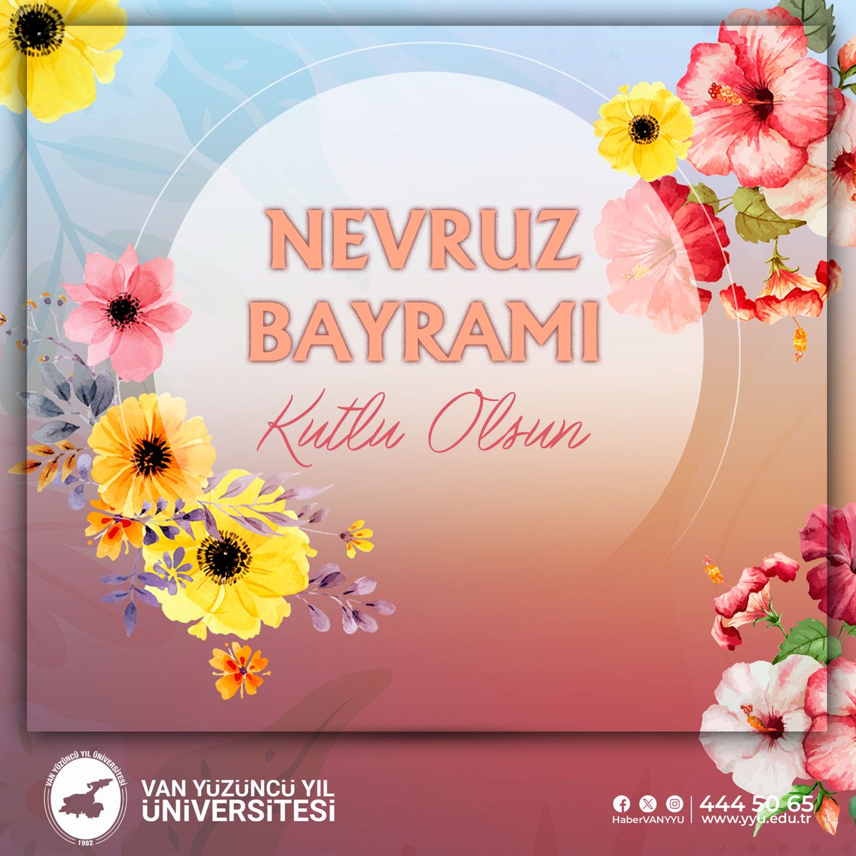 HaberVANYYU's tweet photo. Baharın müjdecisi, barış ve kardeşliğin simgesi #Nevruz Bayramı kutlu olsun. 🌸

@hsevli #VanYYÜ #VanYüzüncüYılÜniversitesi https://t.co/IOsFYSvW8O