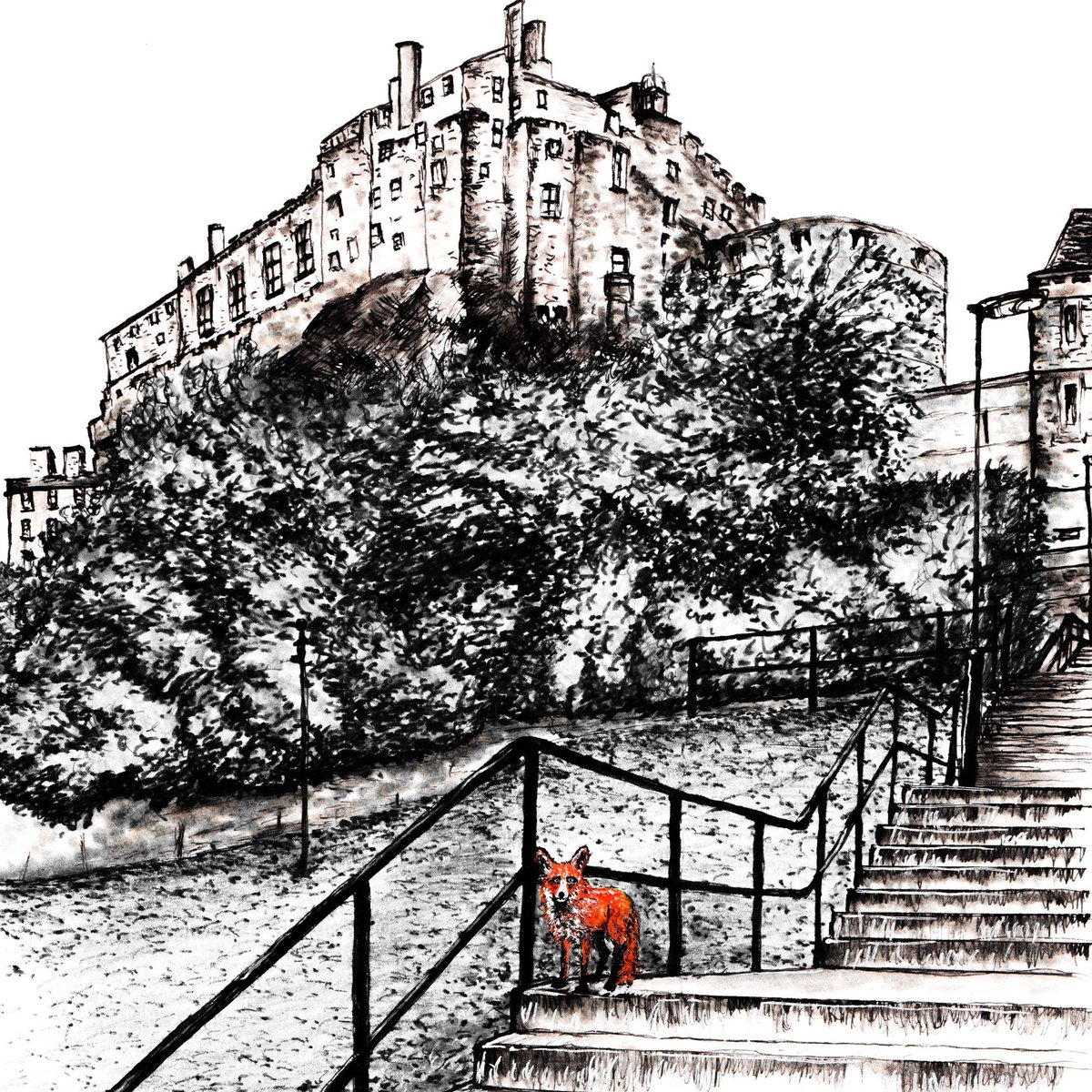 EdinburghFoxInk's tweet photo. #throwbackthursday is my ‘Fox at Granny’s Green Steps’ near the Grass Market. Not for the faint hearted! Like so many areas in Edinburgh. We do have a lot of stairs &amp; hills! Have a great Thursday! #edinburgh #grannysgreensteps #edinburgharchitecture #inkdrawing #edinburghfox https://t.co/WnQtovrXvd