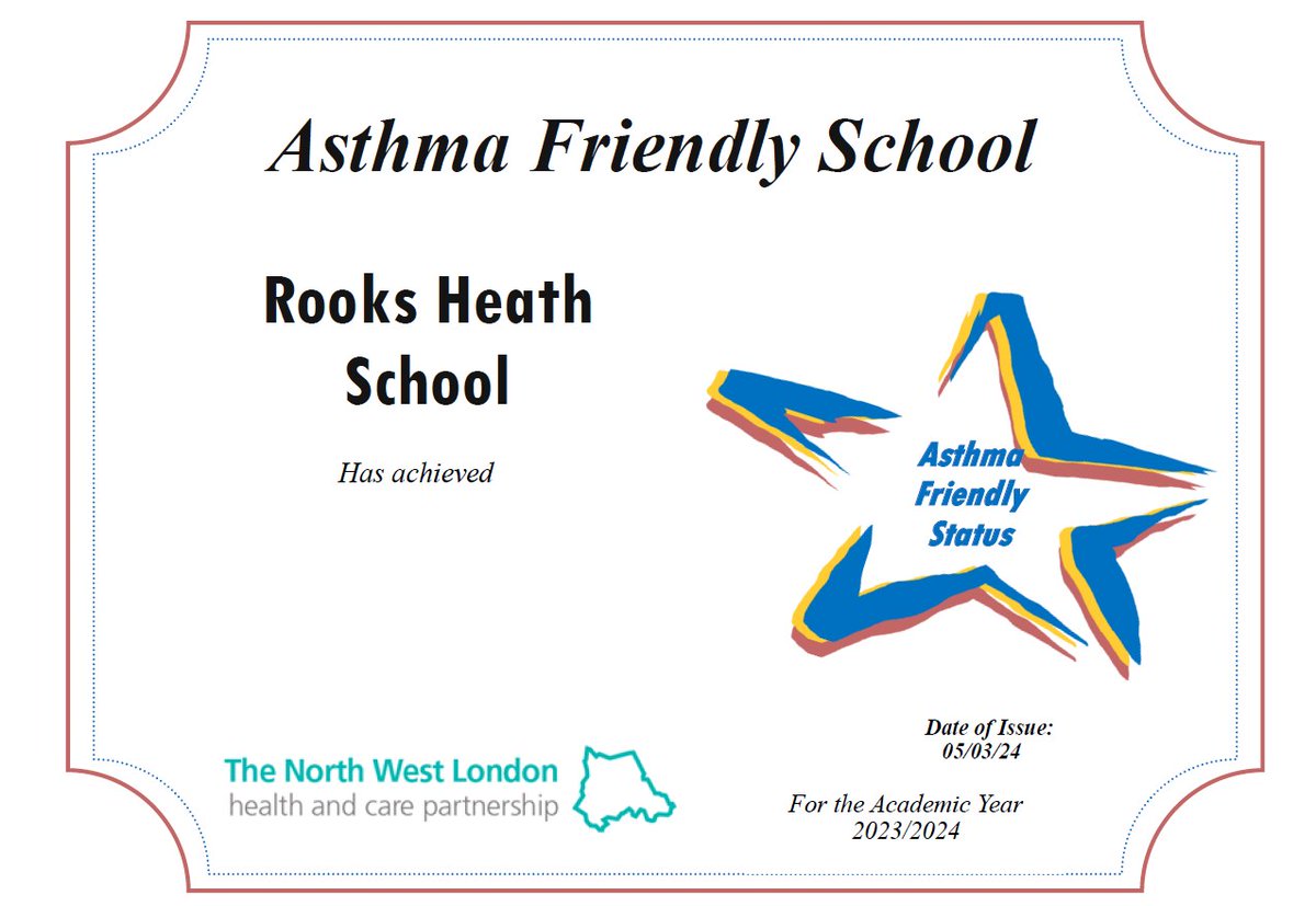 We are an Asthma friendly school! For more information or support with the condition, please see:
asthmaandlung.org.uk
or
nhs.uk/conditions/ast…

#asthmafriendlyschool #rooksheathschool #asthma