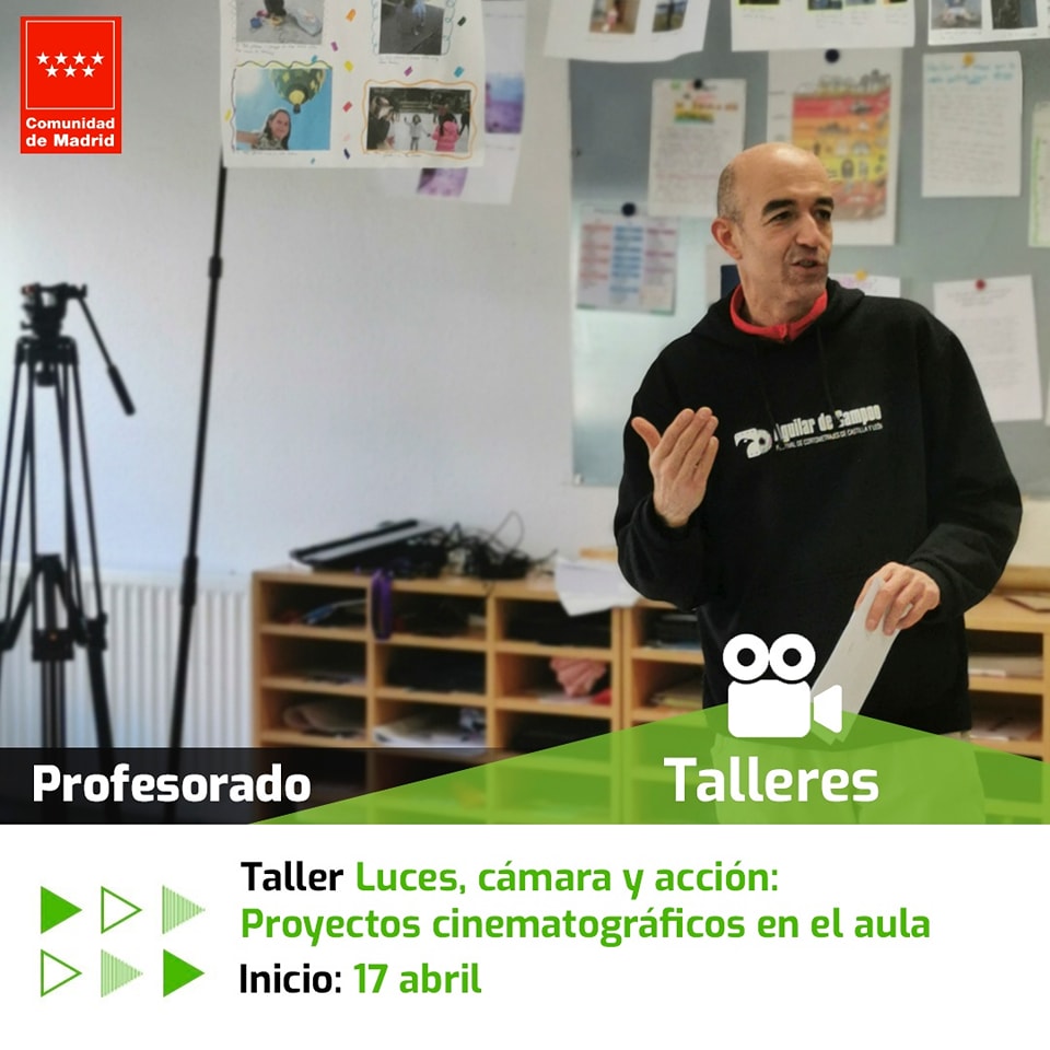 Taller "Luces, cámara y acción: proyectos cinematográficos en el aula" gratuito para profesionales de la educación de Madrid. innovacionyformacion.educa.madrid.org/actividades/lu…