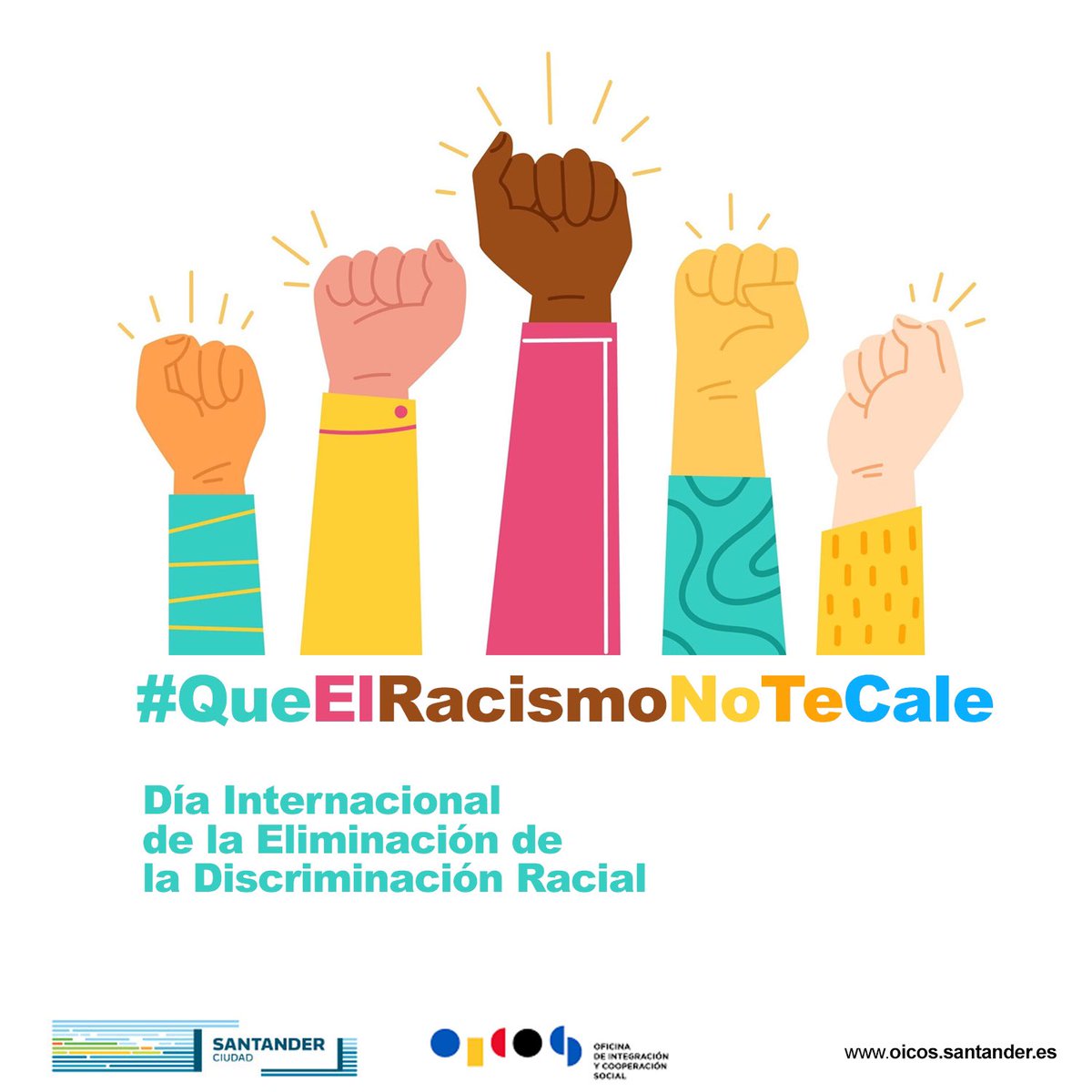 Hoy, 21 de marzo, es el Día Internacional de la Eliminación de la Discriminación Racial, más que nunca #Queelracismonotecale  

Oicos · C. Marqués de la Ensenada, s/n, 
#Santander 

__ 
#OicosSantander #NoalRacismo #Igualdad #diadelaeliminaciondeladiscriminacionracial #cantabria