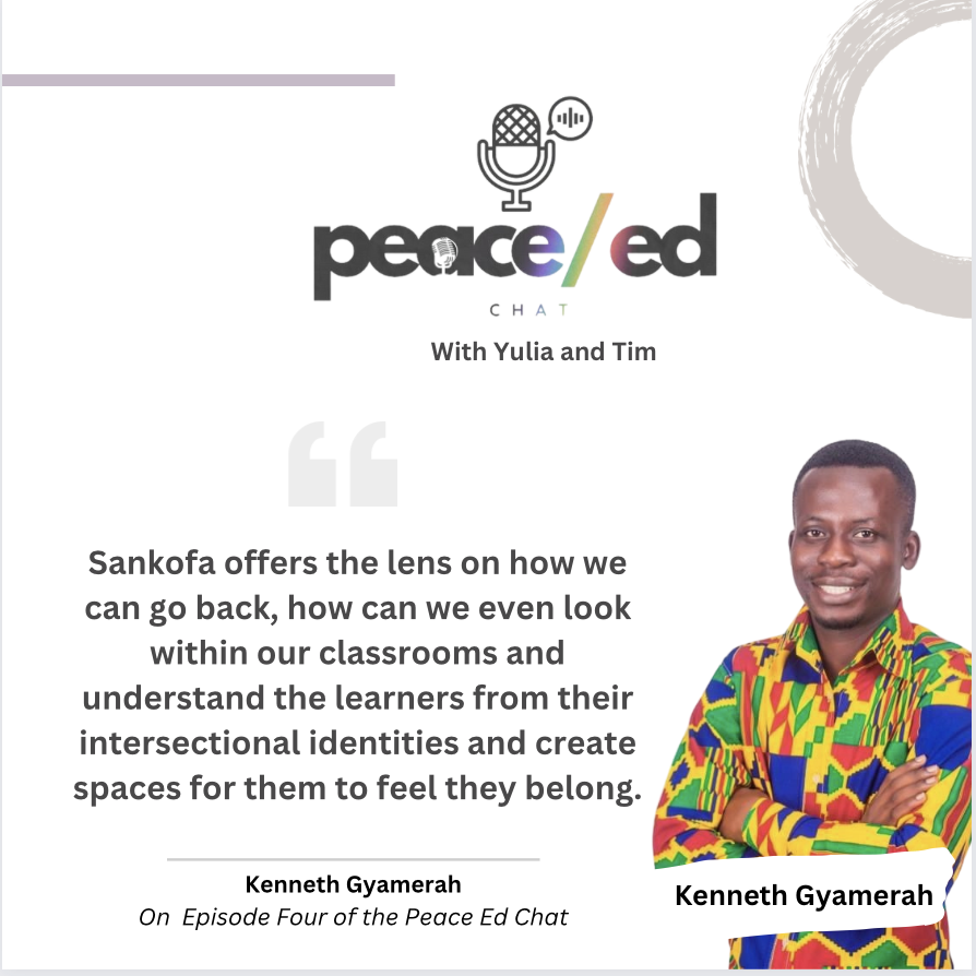 PeaceEdChat's tweet photo. Wondering what is the relevance of #Indigenous Knowledges to #peacebuilding? Listen to this #PeaceEdChat episode in which @Kennethgyamera discusses how Sankofa can create spaces of belonging and acceptance, both crucial for sustaining just #peace.
🎧https://t.co/MTQIJBcJeQ https://t.co/cCpDxKoJBm