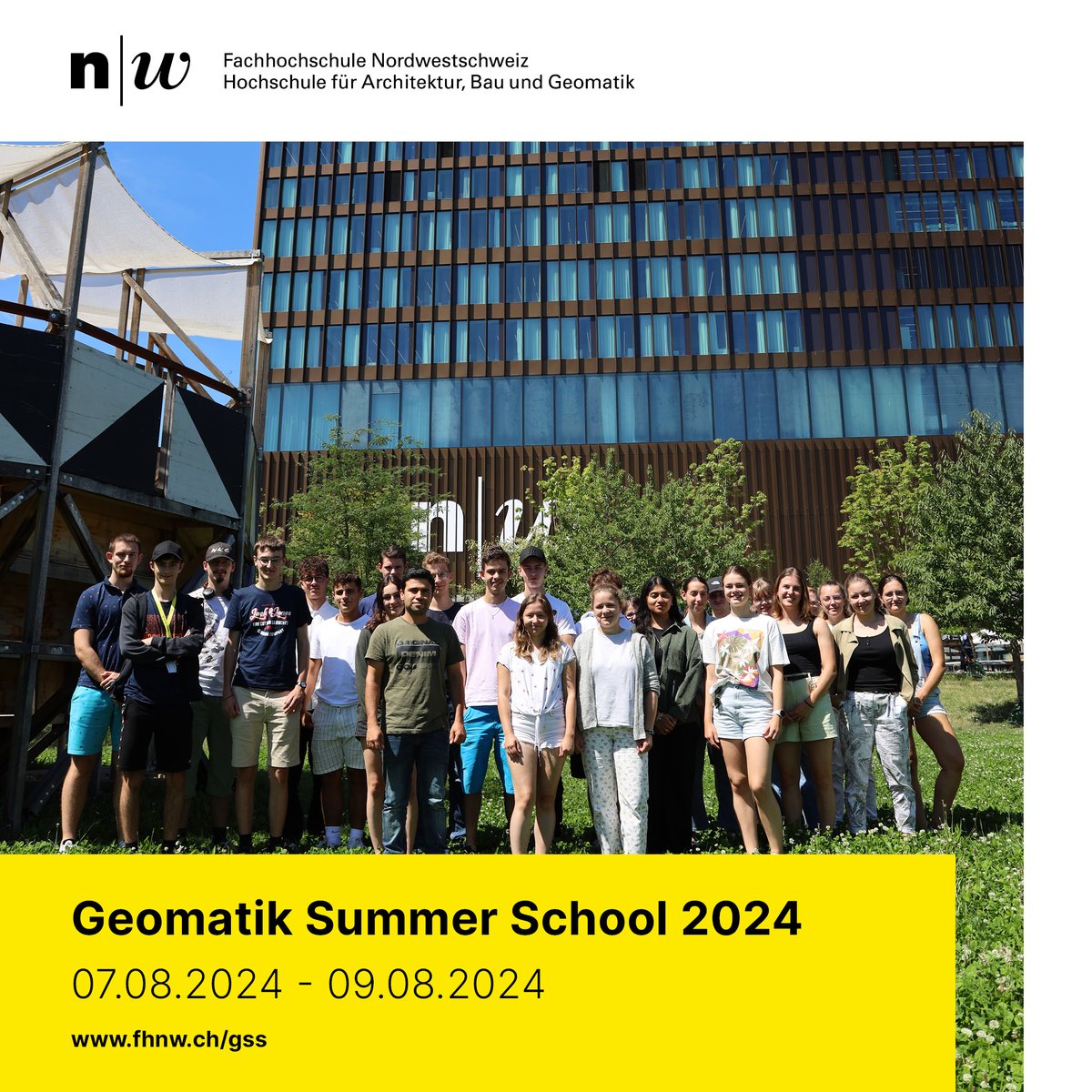Wer ist dieses Jahr an der Geomatik Summer School dabei? Du kannst vom 07.- 09.08.2024 am FHNW Campus Muttenz ins spannende Fachgebiet der Geomatik eintauchen oder deine Kenntnisse vertiefen. Melde dich jetzt schon an: zurl.co/qYbb 

#geomatik #gis #fhnw

<a href="/HABG_FHNW/">Hochschule für Architektur, Bau und Geomatik FHNW</a>