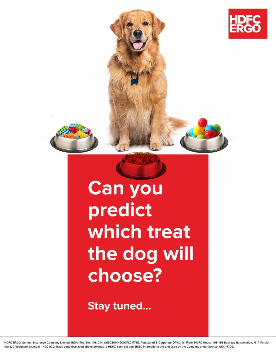 Think you can predict what the dog will find tastier?​ ​Comment down your best guess! ​ #HDFCERGO #StayTuned