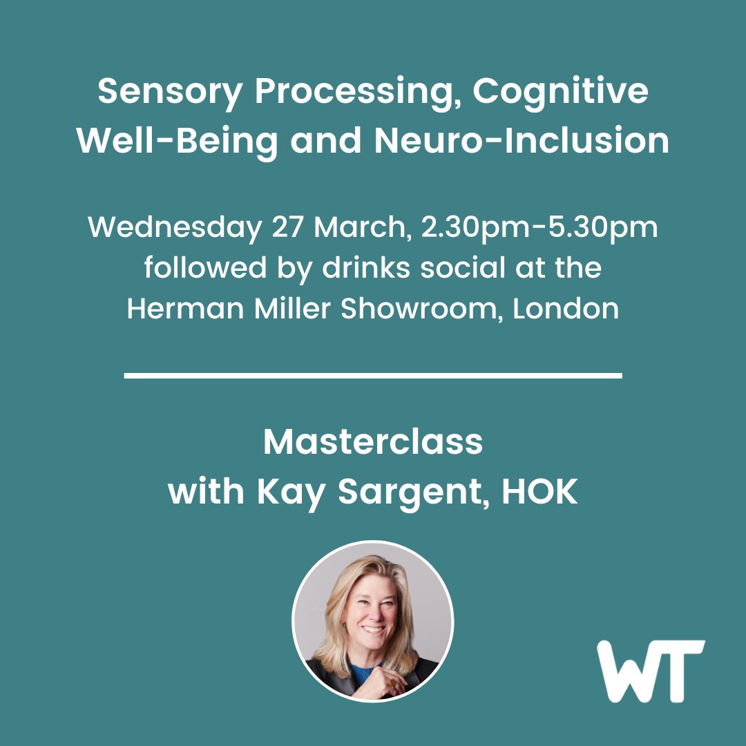 Last few tickets available for next week's afternoon masterclass on designing & managing workspaces for #neurodiversity. All the details and who you can expect to meet there are at tinyurl.com/25rxksae #workplace #inclusivedesign #officedesign @HOKNetwork @HMInsightGroup