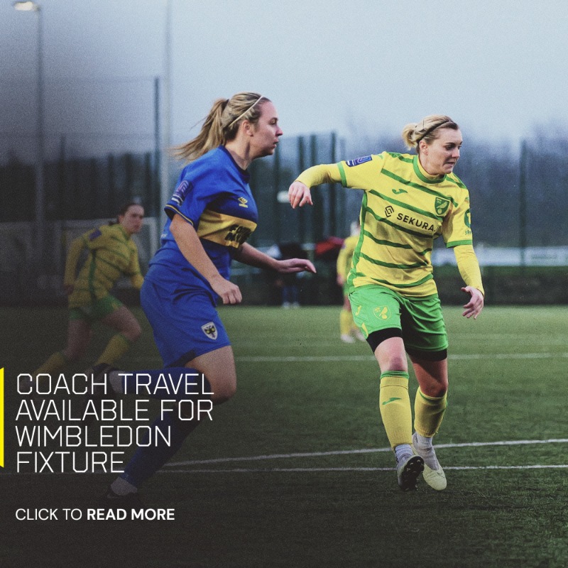 NorwichCityWFC's tweet photo. 🚌 𝗔𝗙𝗖 𝗪𝗜𝗠𝗕𝗟𝗘𝗗𝗢𝗡 (𝗔)

The club will be organising limited coach travel for our upcoming away match against AFC Wimbledon 🤝

More details 👇