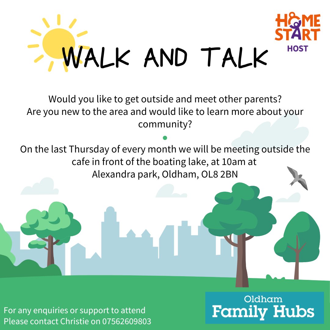 Let's get walking! Home start are hosting a new Walk and Talk group. A great way to stay fit and make new friends. For more information, contact Christie on 07562609803. #CareAspirePersevere