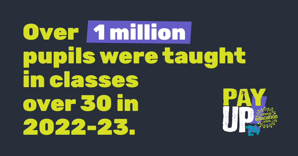 Our schools have been underfunded since 2010 resulting in bigger class sizes. 

Over a million pupils were taught in classes of over 30 in 2022-23.

Vote in our preliminary ballot to demand the Government #InvestInEducation. 🗳️
