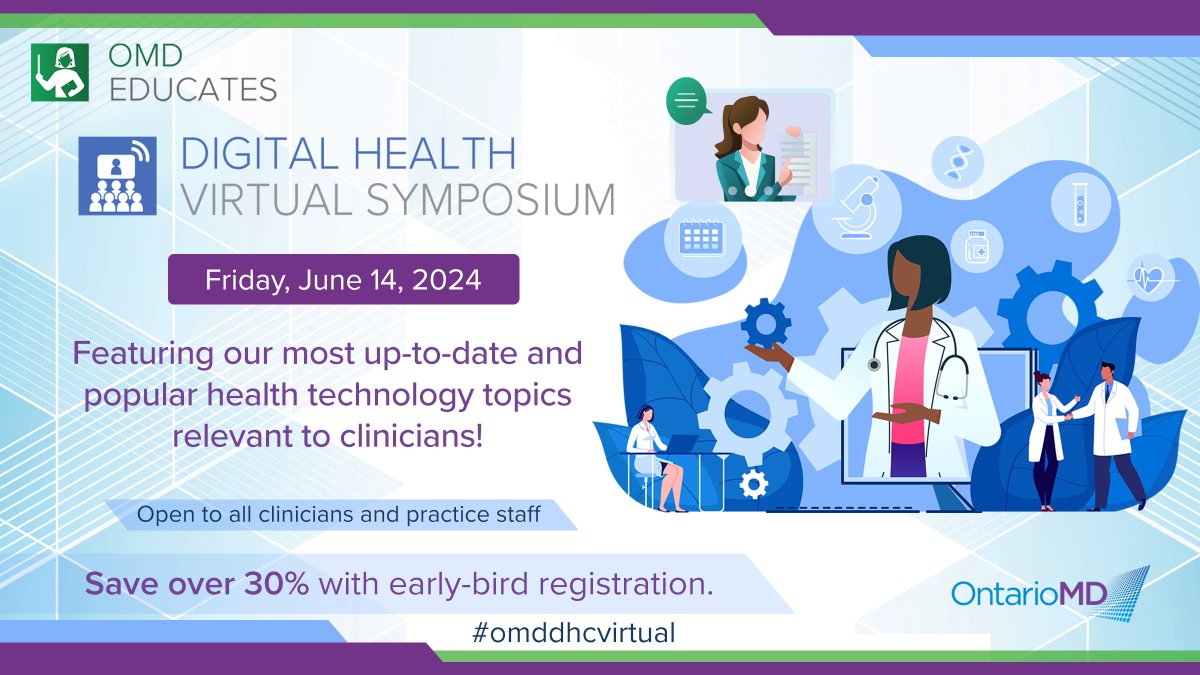 Ready to take your practice to the next level? Join us at #OMDEducates Digital Health Virtual Symposium 2024! Gain valuable knowledge and explore innovative solutions for improving patient care. Register now to save over 30% with early bird! #omddhcvirtual ontariomd.ca/pages/digital-…