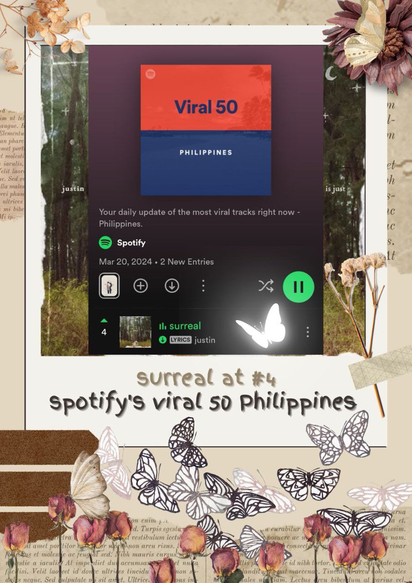 BW_Arena's tweet photo. We just want to live in his imagination, but this is not. surreal is now at the fourth spot on the Daily Viral Chart Philippines. 

Can you feel it? It's so real. Our imagination has become reality. Stream and share!
🔗https://t.co/0Avw9QnPJu

#justin #surreal https://t.co/3Ipl81iBXx