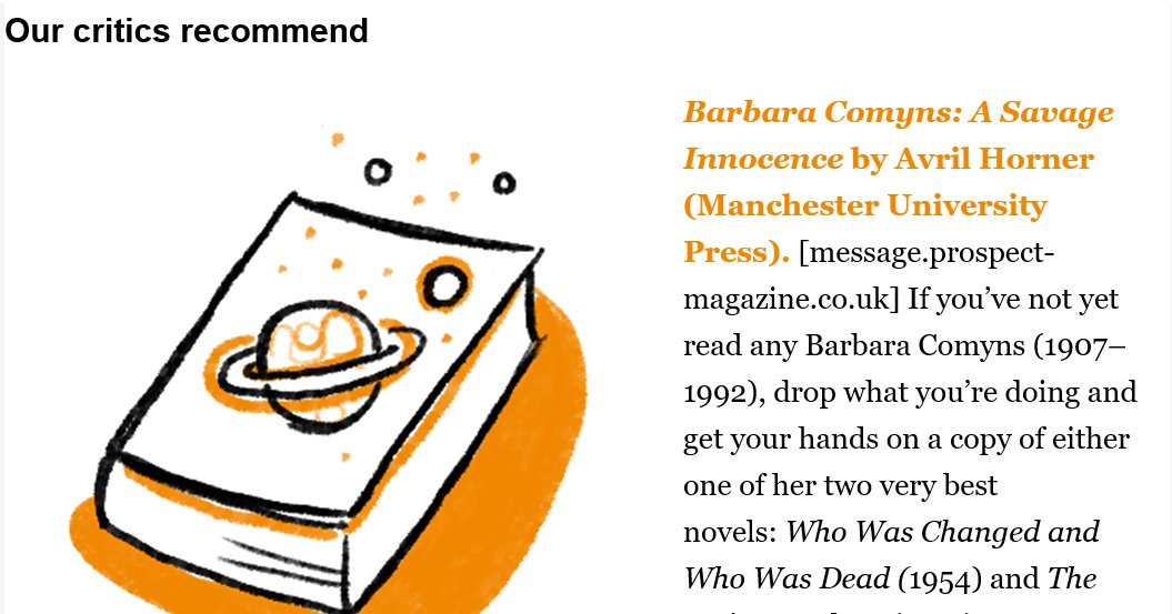 Do you subscribe to @prospect_uk's Culture newsletter? In the latest, critic @LucyScholes recommends our brand new Barbara Comyns biography: 'Comyns’s life was every bit as adventurous and unconventional as those of her various fictional heroines.' The book is out now!