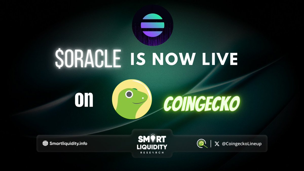 🦎 Coingecko_Lineup (@coingeckolineup) on Twitter photo 📣 #CoinGecko Discloses  a  New listing!
🔮<a href="/OracleBotSol/">Oracle.Bot</a> is a machine learning system combining on chain & social networks data
to predict promising coins.
$ORACLE Enchanting nutshell:   🔮
🔮Total supply: 1M
🔮100% Liquidity burned
🔮Upcoming features: Multichain, Sniping bot 📣 #CoinGecko Discloses  a  New listing!
🔮<a href="/OracleBotSol/">Oracle.Bot</a> is a machine learning system combining on chain & social networks data
to predict promising coins.
$ORACLE Enchanting nutshell:   🔮
🔮Total supply: 1M
🔮100% Liquidity burned
🔮Upcoming features: Multichain, Sniping bot