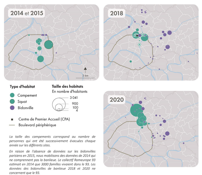 CAD_Asso's tweet photo. 📢Comment les lieux des campements et des bidonvilles influencent la mobilisation des soutiens ?

🗣️L’analyse cartographique de ces évolutions à Paris entre 2015 et 2020 dévoile leur éloignement et leur dispersion, notamment sous la pression policière

📰https://t.co/YmDHKvpBp5 https://t.co/0nUKFDxyWZ