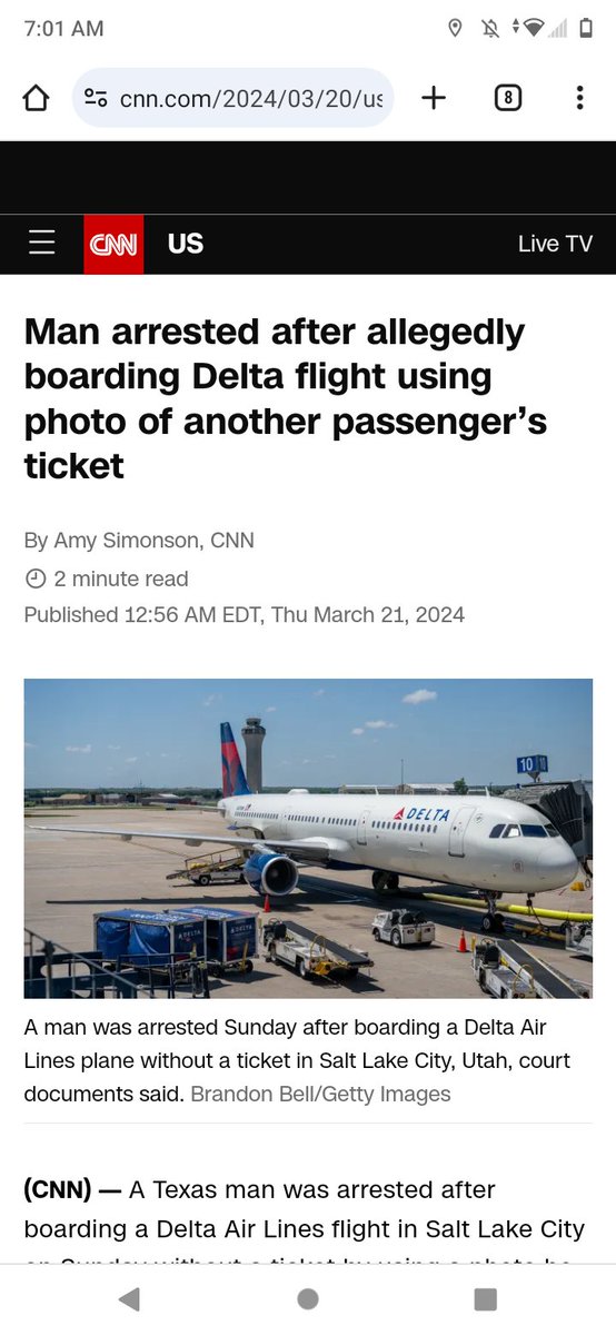 Ticket agent should be fired.  How do you let two people onto the jet bridge with the same name?  #securitybreach #faa #deltaairlines