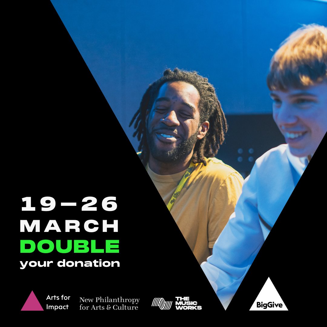Donate £25 and we will receive £50 through @BigGive 🙌 This will provide a young person in challenging circumstances with a one-to-one music mentoring session. Donate before 26th March for twice the impact ➡️donate.biggive.org/campaign/a0569… #ArtsForImpact #DoubleTheDifference