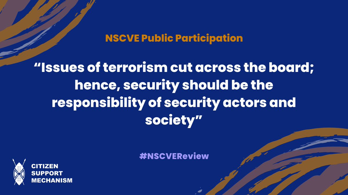 Security should be the responsibility of security actors and the society.

#NSCVEReview #SecureKe #BeVigilant

@tendasasa @theGCERF @CTP_Kenya