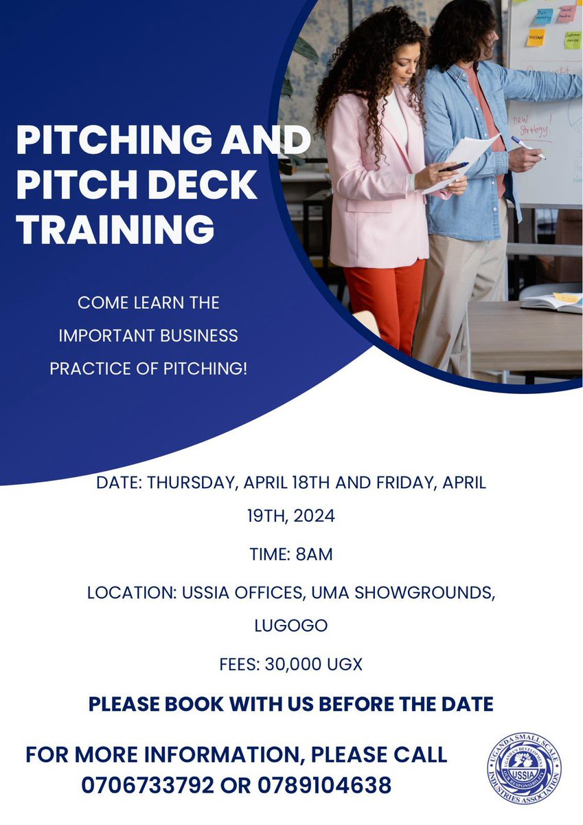 USSIAssociation's tweet photo. "Join us on April 18th-19th at 8am for a transformative training on the art of pitching in business. Learn how to captivate investors, clients, and stakeholders with your ideas. Don't miss out! #PitchingMatters" https://t.co/y2DXhIrClQ