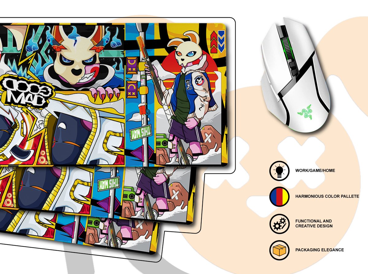 KIROSHIIEE's tweet photo. FEATURING: MADGOOD USAGI!!
Available for purchased.
Exclusive and Non-exclusive 
Elevate your gaming/art setup and find inspiration in every details on this Deskpad design.
#DeskpadDesign #art #illustrations #design #adobeillustrator https://t.co/aiJ5jpKAl4