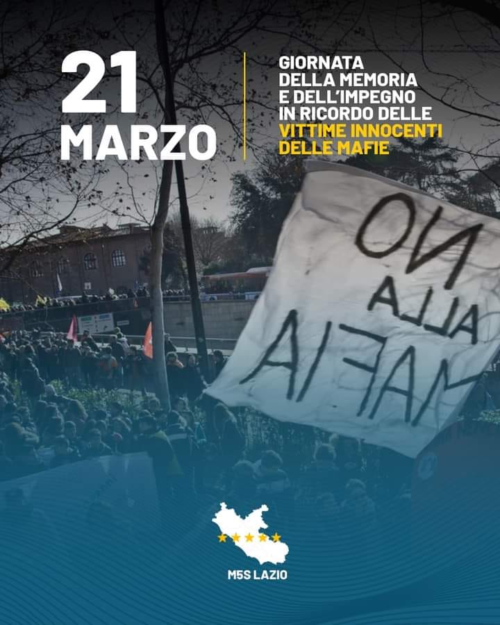 Mai più vittime della #mafia, mai più silenzio e omertà!
Ricordare coloro che ha perso la vita per mano della criminalità organizzata è un modo per farli vivere ancora. Legalità, lotta alle mafie ed etica pubblica saranno sempre al centro della nostra azione.
#m5s #regionelazio