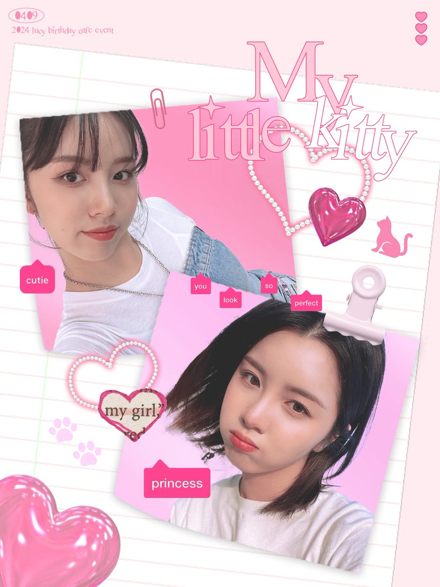 mylittledanii's tweet photo. 。　♡ 。　　♡。　　♡
♡。　＼　　｜　　／。　♡
           　My litte kitty
♡。　／　　｜　　＼。　♡
。　♡。 　　。　　♡。

아기말랑고양이의 생일을 축하하기 위해 카페를 준비했습니다🐱

🩷넵타임카페
🩷24.04.08-04.09

#퀸다은_탄신일 
#wooah #우아 #LUCY #루시 https://t.co/53TO2kHt1o