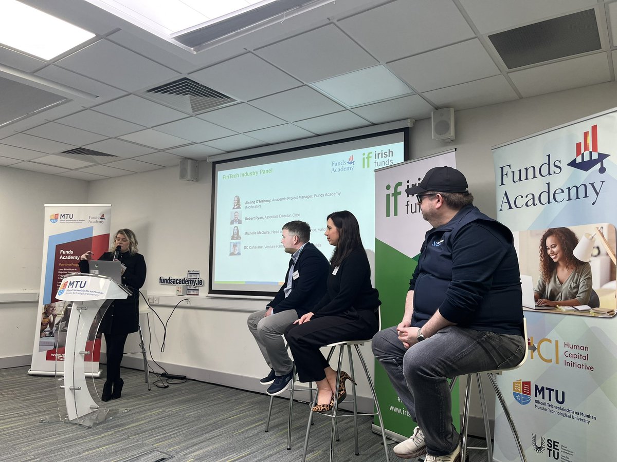 Fantastic insights from our first panel discussion on the fintech industry &amp; the future of finance and technology.  

Delighted to have: 
🔹 Robert Ryan, Citco
🔹 Michelle McGuire, <a href="/valid8Me_com/">valid8Me</a> 
🔹 <a href="/dccahalane/">DC 🇮🇪</a>, <a href="/SureValley/">SVV (Sure Valley Ventures)</a> Ventures

<a href="/IrishFunds/">Irish Funds</a> 
#FinTech #Innovation #CorkforIFS
