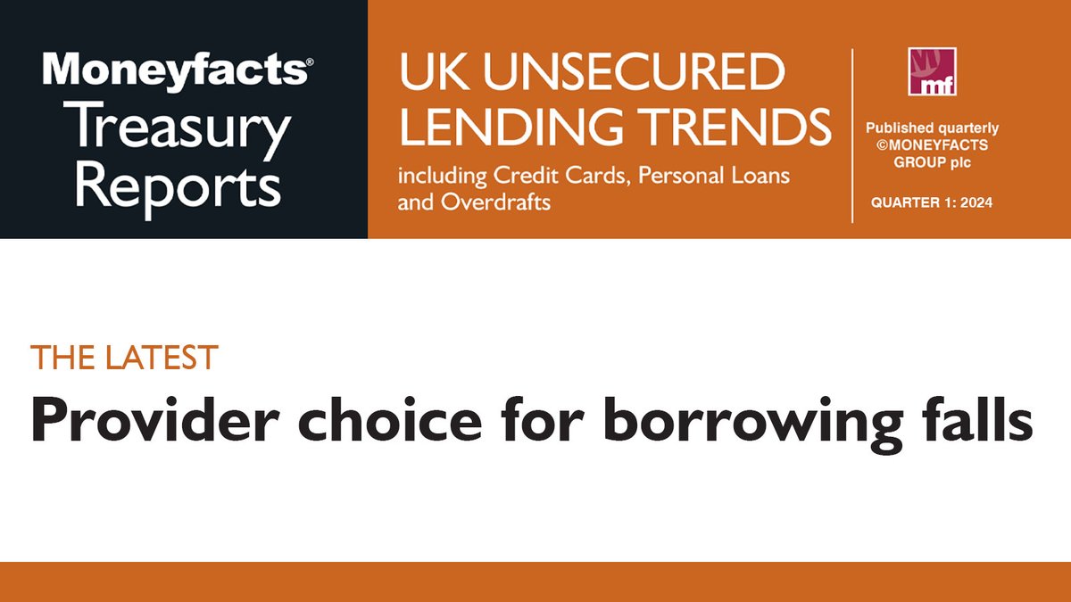 moneyfacts's tweet photo. The latest edition of the #Moneyfacts #UnsecuredLending #TreasuryReport has now been released. Provider choice for borrowing falls.
Find out more about these quarterly reports on our website here - https://t.co/xzEKBjUVGD https://t.co/AFC3ZGFPbD