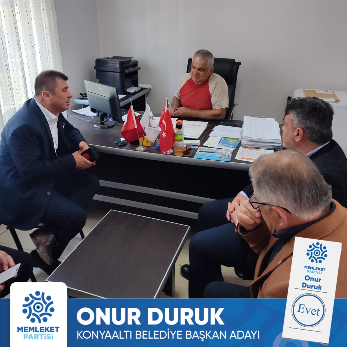 Konyaaltı, Aydınlık Mahalle Muhtarlığımızı ziyaret ettik. Muhtarımız Ali Gonca ile hemşerilerimizin sorunlarını konuştuk. Notlarımızı aldık.

Göreve başladığımızda çözüm önerilerimizi fiilen hayata geçireceğiz. Muhtarımıza misafirperverliği için teşekkür ediyorum. 

#konyaaltı