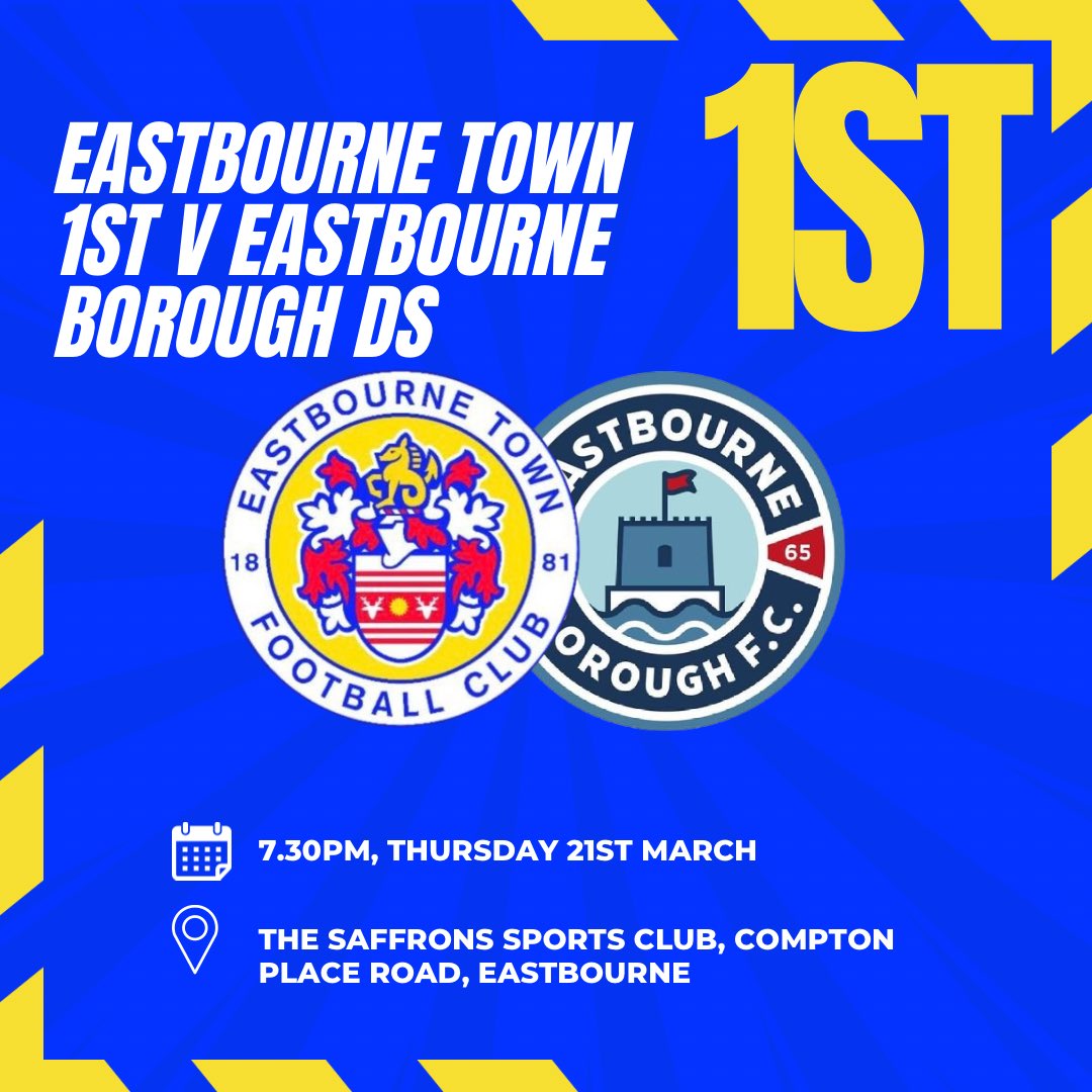The 1st team welcome Eastbourne Borough DS to the Saffrons this evening as part of the Eastbourne Chairman’s Cup 🏆 7.30pm KO