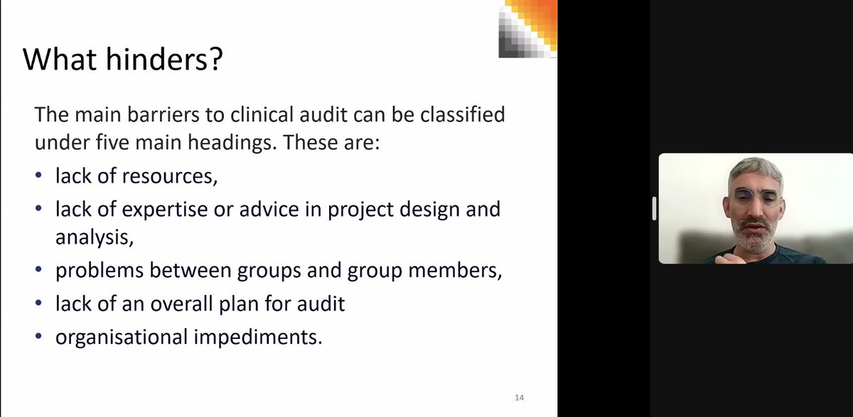 Simon Swift looking at what he feels the barriers to undertaking clinical audit are... #ClinicalAudit2024