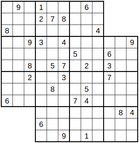 robakun2011's tweet photo. #数独 #sudoku #ナンプレ #numberplace
9x9・重ね合わせ問題です(*^^*)
基本的な解き方で解けます(^_-)❤️
#robakun https://t.co/JSIHpDM0cN