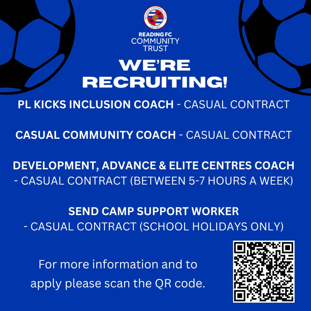 More great opportunities to join the Reading FC Community Trust team ⚽