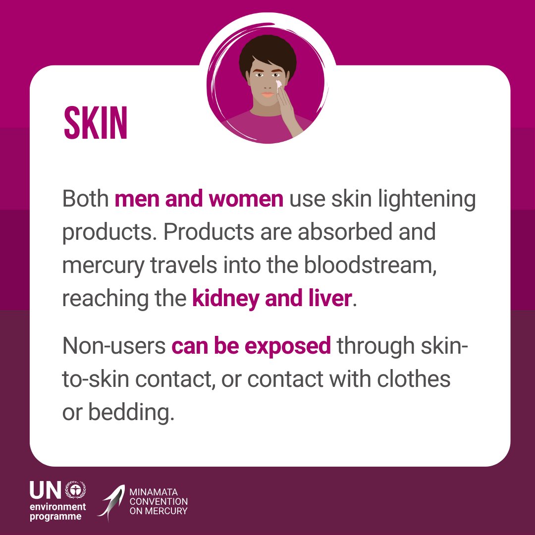 minamataMEA's tweet photo. On Int. Day for the Elimination of Racial 
Discrimination, the #MinamataConvention urges to ban #mercury use in cosmetics.

Mercury in #skinlightening products can result in kidney damage, neurological disorders &amp; more.

Learn here 👉 https://t.co/yvW5sXTK7j
#MercuryFreeCosmetics https://t.co/JDDf6LqTum