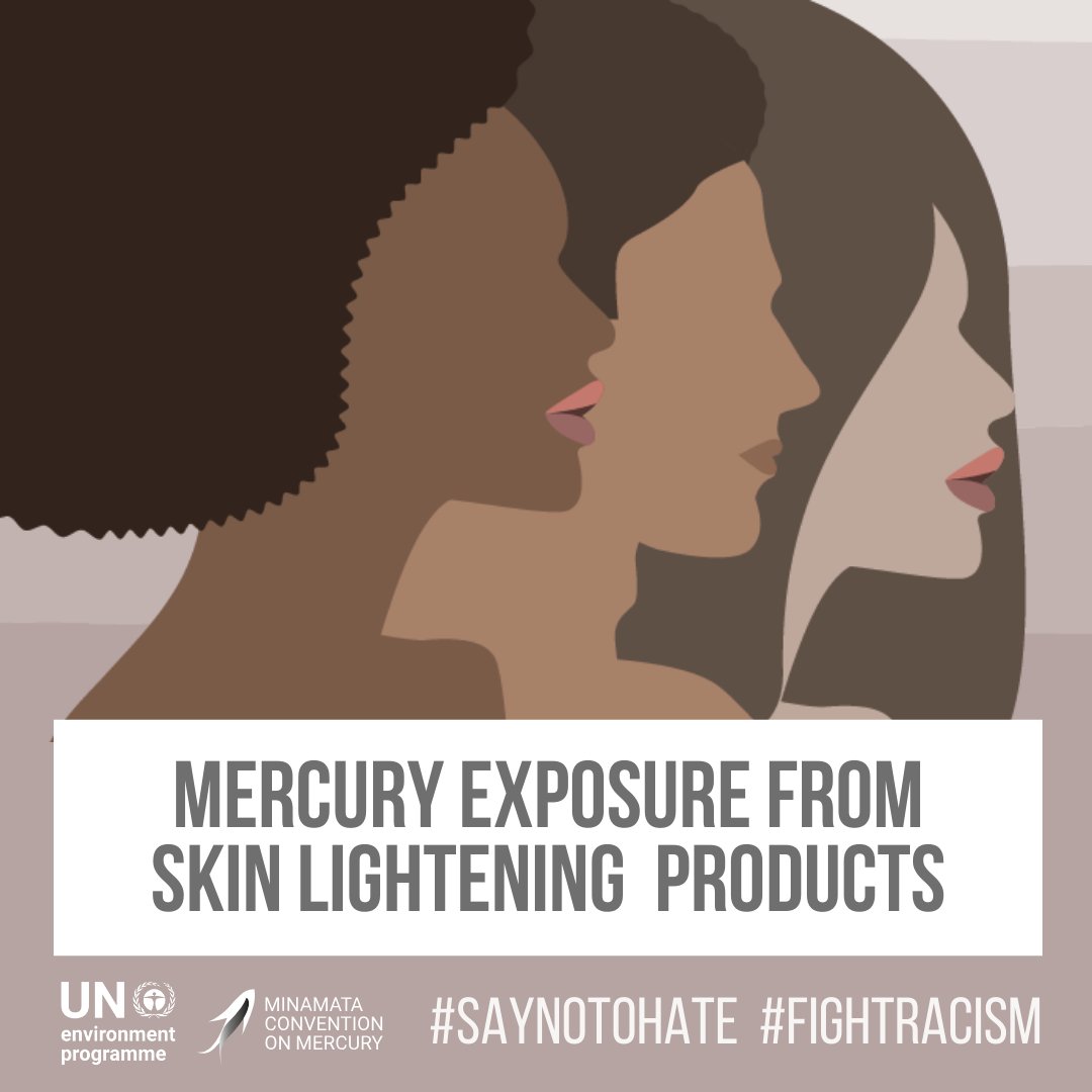 minamataMEA's tweet photo. On Int. Day for the Elimination of Racial 
Discrimination, the #MinamataConvention urges to ban #mercury use in cosmetics.

Mercury in #skinlightening products can result in kidney damage, neurological disorders &amp; more.

Learn here 👉 https://t.co/yvW5sXTK7j
#MercuryFreeCosmetics https://t.co/JDDf6LqTum