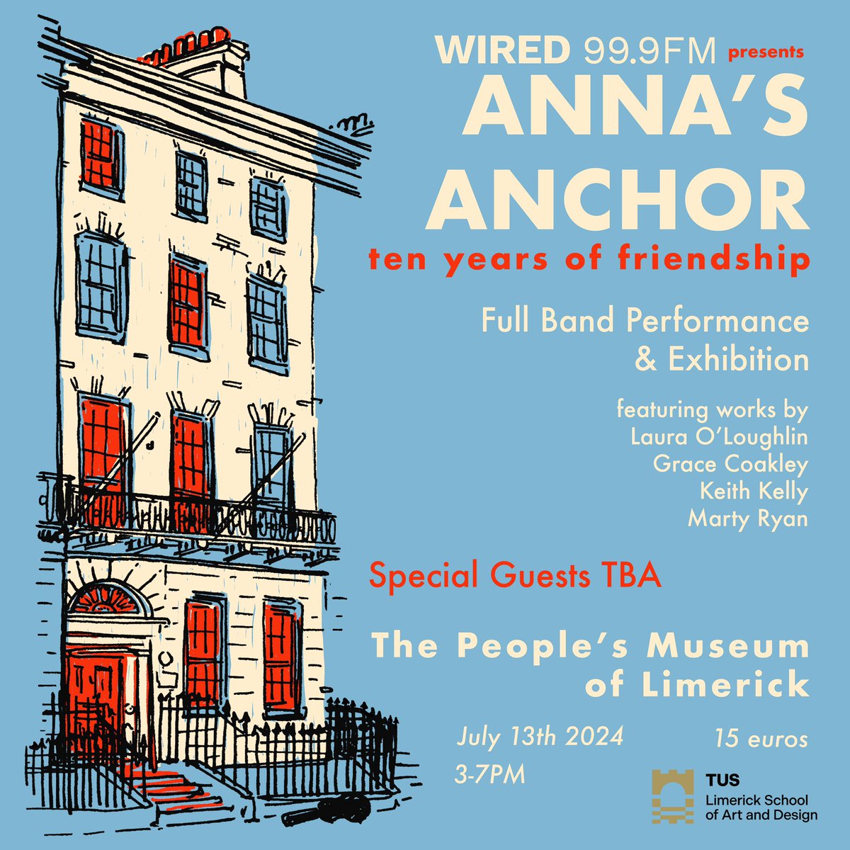 10 years of Friendship. An exhibition and full band gig in @PeoplesMuseumLK on July 13th featuring work from some of our best friends and longtime collaborators ! Thank you @wiredfm for making this possible. Very limited tickets available now at tinyurl.com/6bwht3kf #limerick