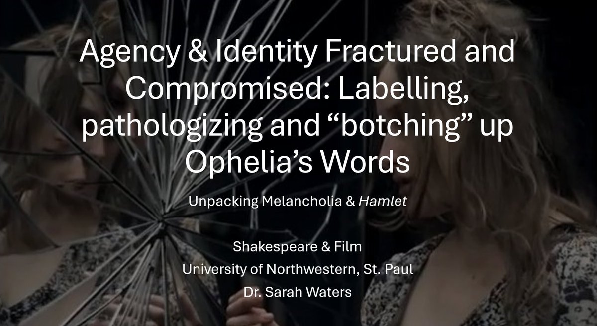 Up bright and early on this blizzard-watch morning to head off and speak about all things Hamlet with a special emphasis on Ophelia, Melancholia, Pathologizing and Agency for @NorthwesternMN's Shakespeare and Film students.