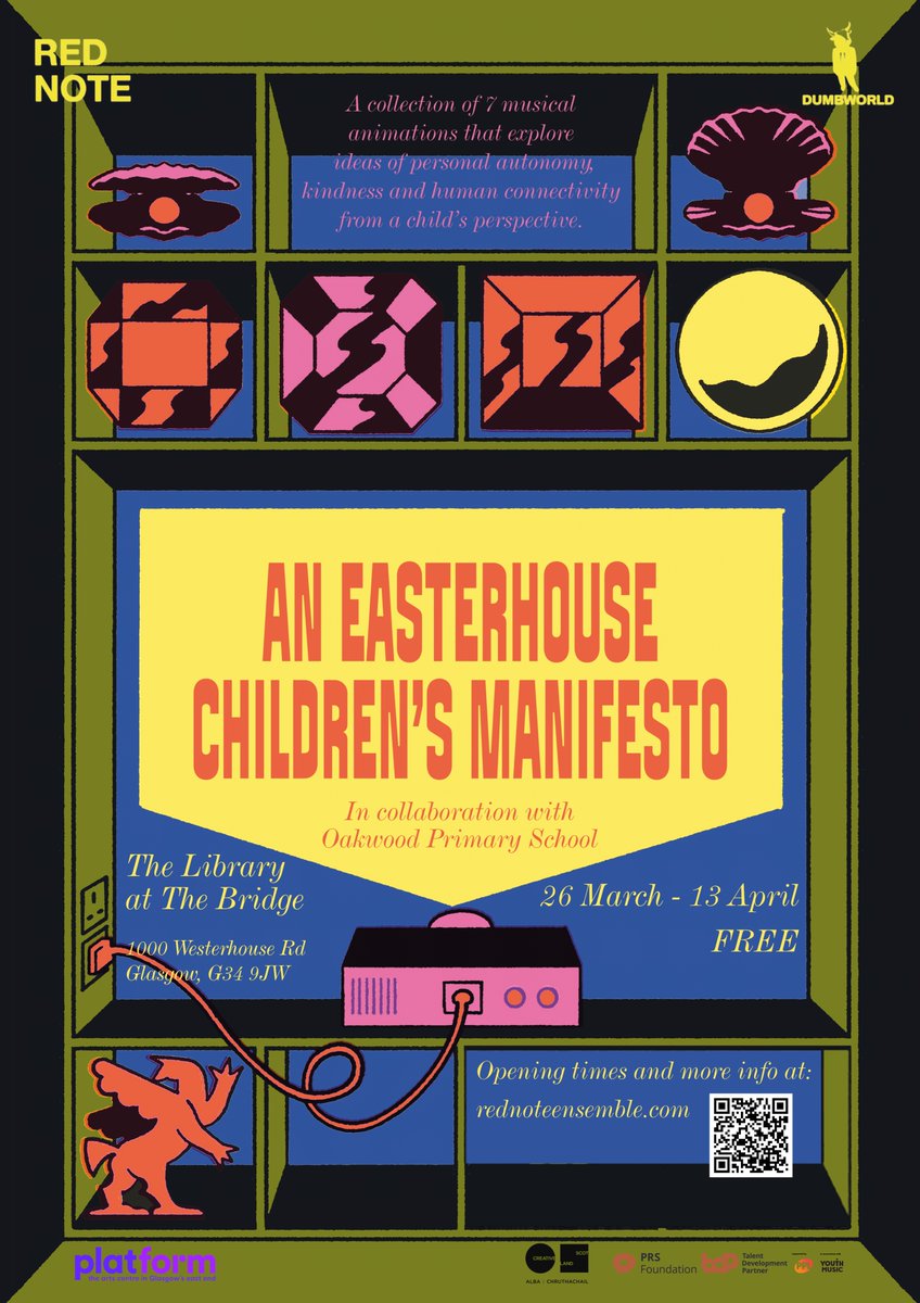 Opening soon! Not long to go before we launch 'An Easterhouse Children’s Manifesto' at @PlatformGlasgow We hope to see you there on Tuesday 26th, 11am! Date: Tues 26 Mar - Sat 13 Apr Location: The Library at The Bridge, Glasgow, G34 9JW FREE entry rednoteensemble.com/event/ecm-plat…