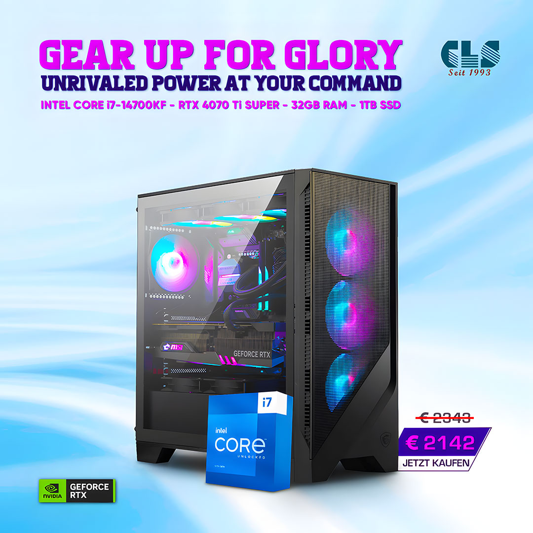 cls_computer's tweet image. 👉 Hole mit den Intel Core i7-14th generation - RTX 4070 Ti Super das Maximum an Leistung aus deinem Set-Up heraus und erlebe völlig neue Dimensionen.

▶️ Link: cls-computer.de/gaming-pc-inte…

#intel #gamingpc #powerperformance #budgetgamingpc #ultimatepc #pcbuilds #WOCHENANGEBOT #MSIPC